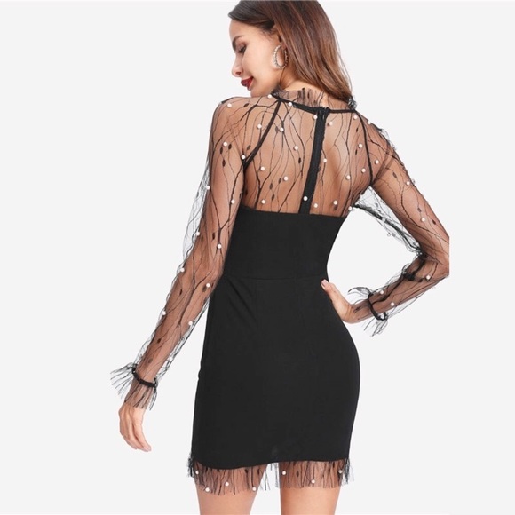 Sexy bodycon dress with beaded mesh - Picture 3 of 4